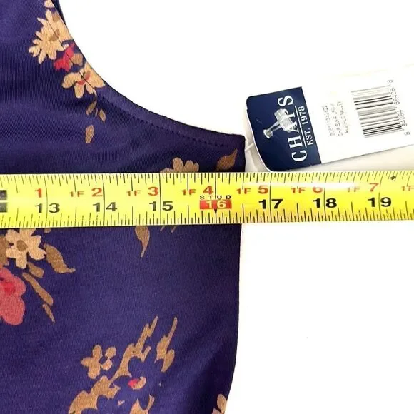NWT New Chaps Viscose Top Tee Blouse Floral Purple Ruffle Front Sleeveless S - Picture 12 of 13